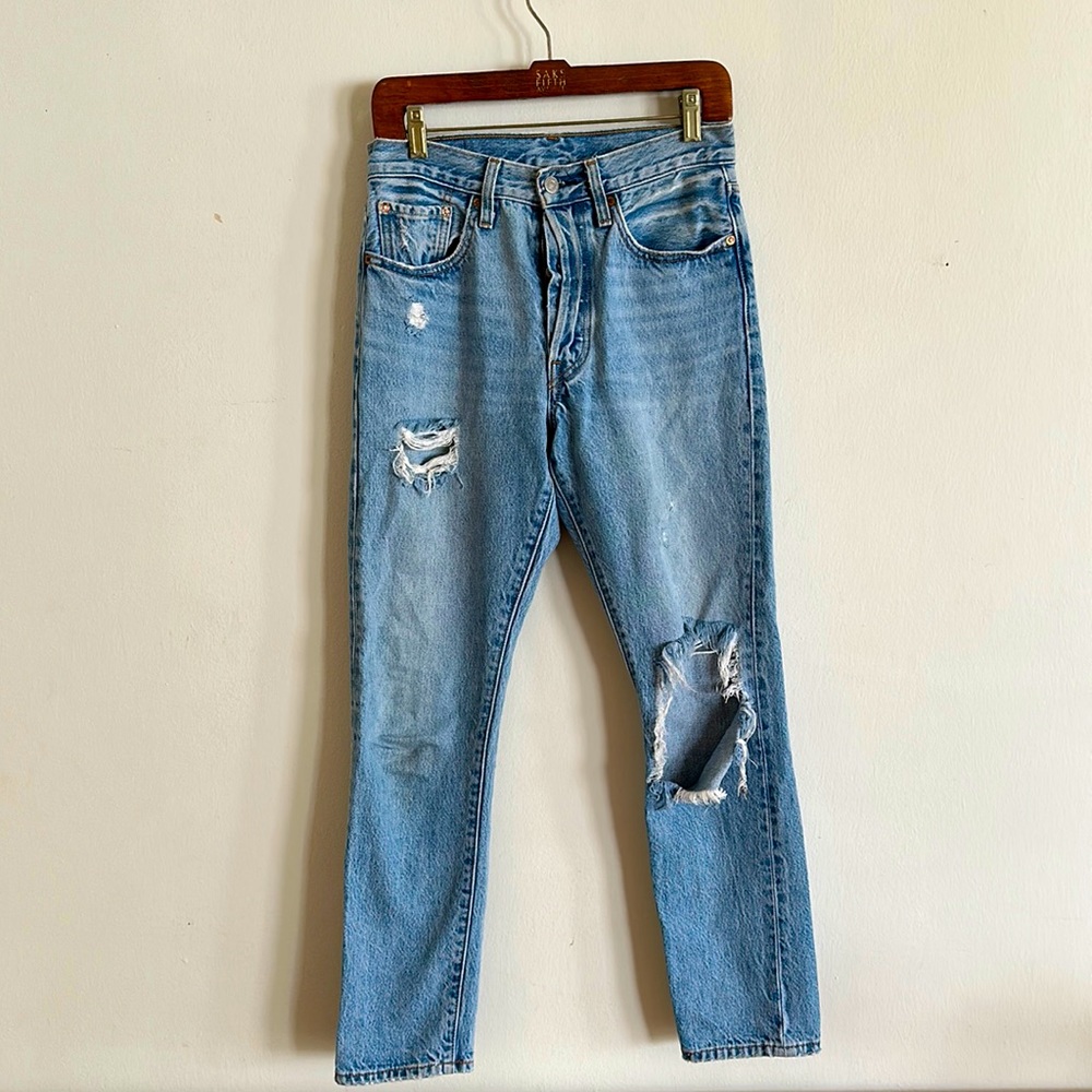 Levi’s 501 Skinny, size 26, distressed